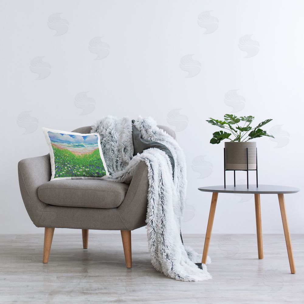 Lee Ann Zirbes Summer Wind by Sea Plush Polyester Printed Square Pillow on Chair