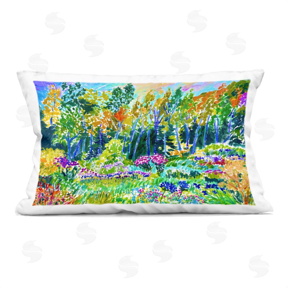 Lee Ann Zirbes Abstract Rainbow Forest Rectugular Printed Throw Pillow