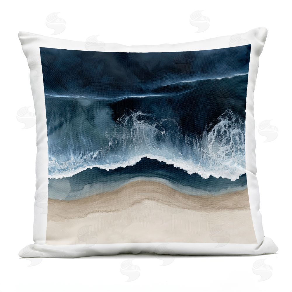Annabelle Hall Endless Blue Waves Along Shoreline Outdoor Quick-Dry Polyester Square Throw Pillow