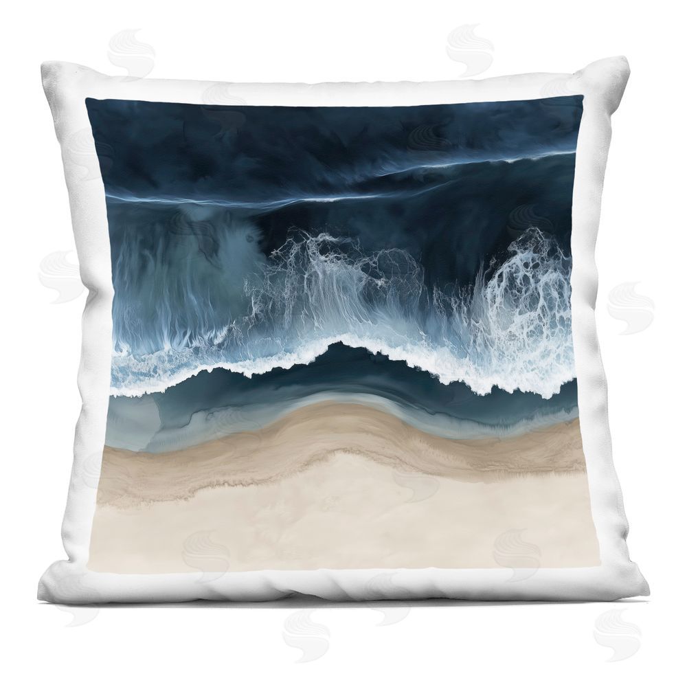 Annabelle Hall Endless Blue Waves Along Shoreline Indoor Plush Polyester Square Throw Pillow