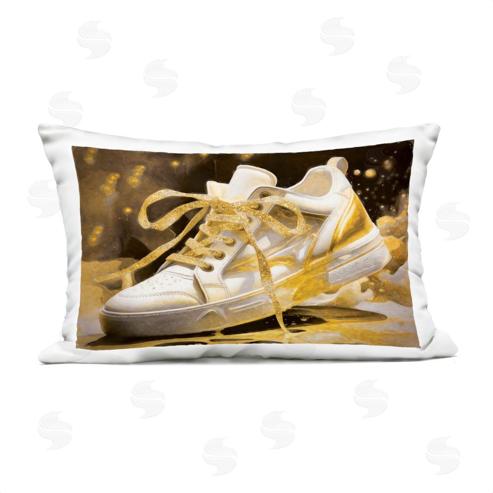 Grotto Studios Splashy Gold Sneaker Outdoor Printed Throw Pillow