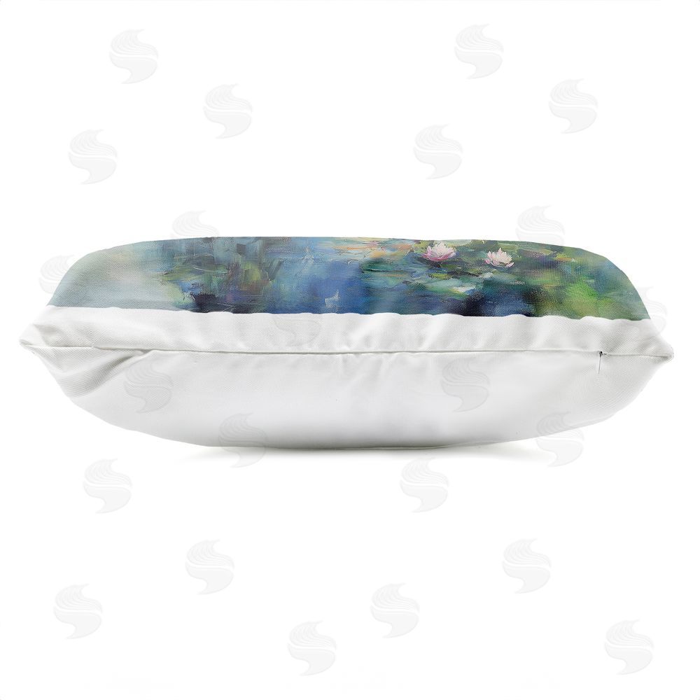 Svetlana Aleynikova Whispers Of Water Lily Pond Outdoor Quick-Dry Polyester Lumbar Pillow Zipper Detail