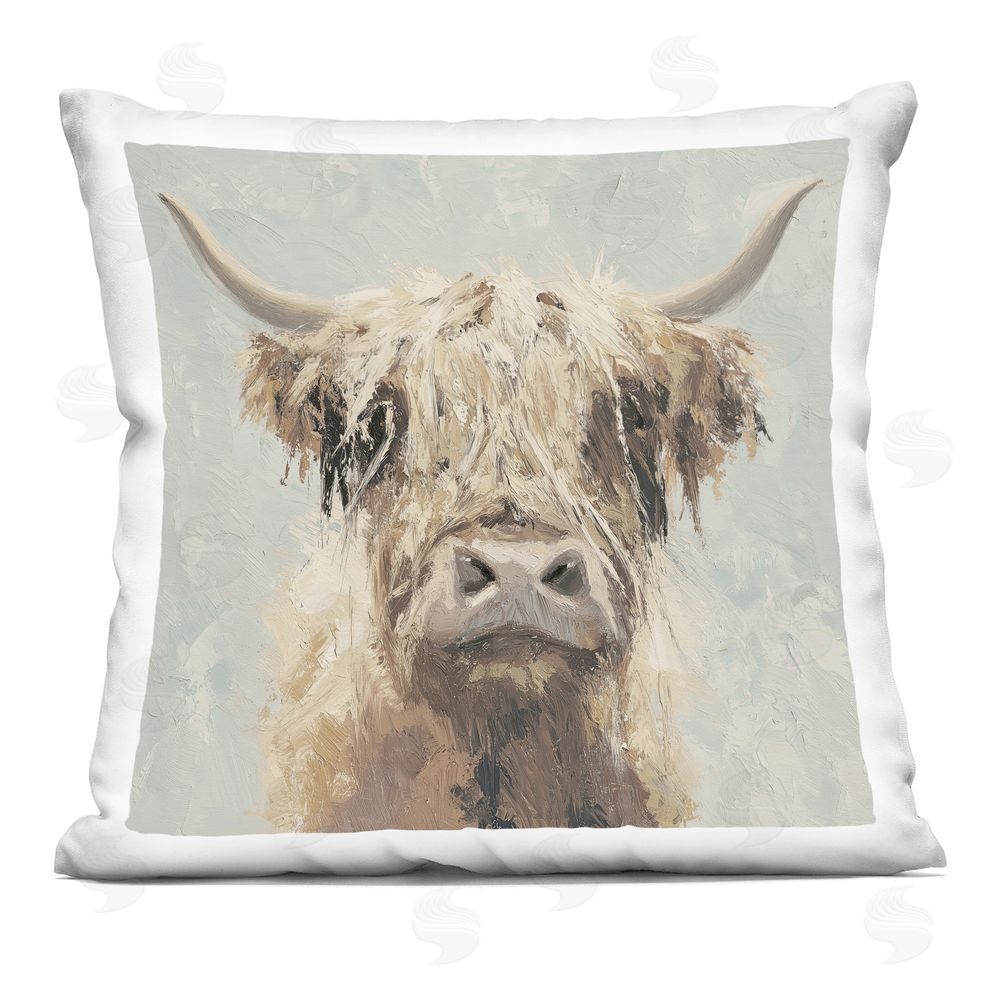 Svetlana Aleynikova Rustic Majesty Highland Cow Indoor Plush Polyester Square Throw Pillow