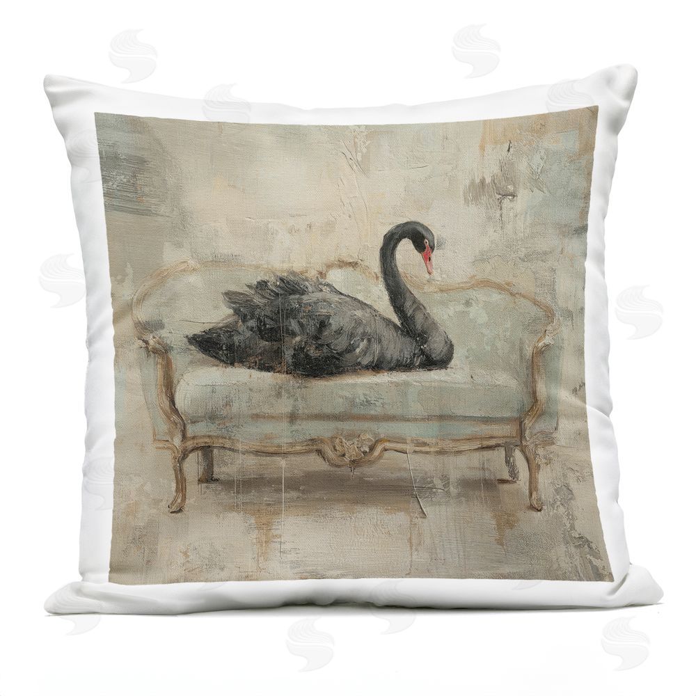 Svetlana Aleynikova Black Swan on Vintage Sofa Outdoor Quick-Dry Polyester Square Throw Pillow