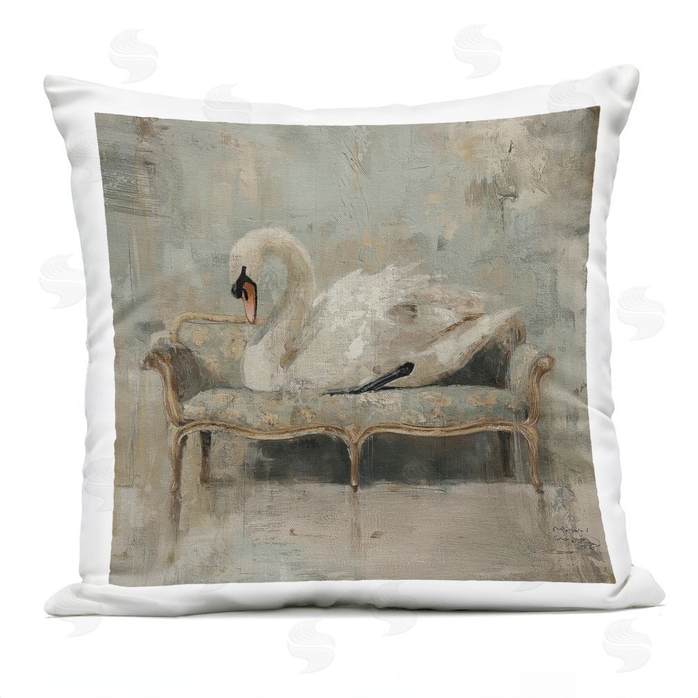 Svetlana Aleynikova White Swan Grace on Sofa Outdoor Quick-Dry Polyester Square Throw Pillow