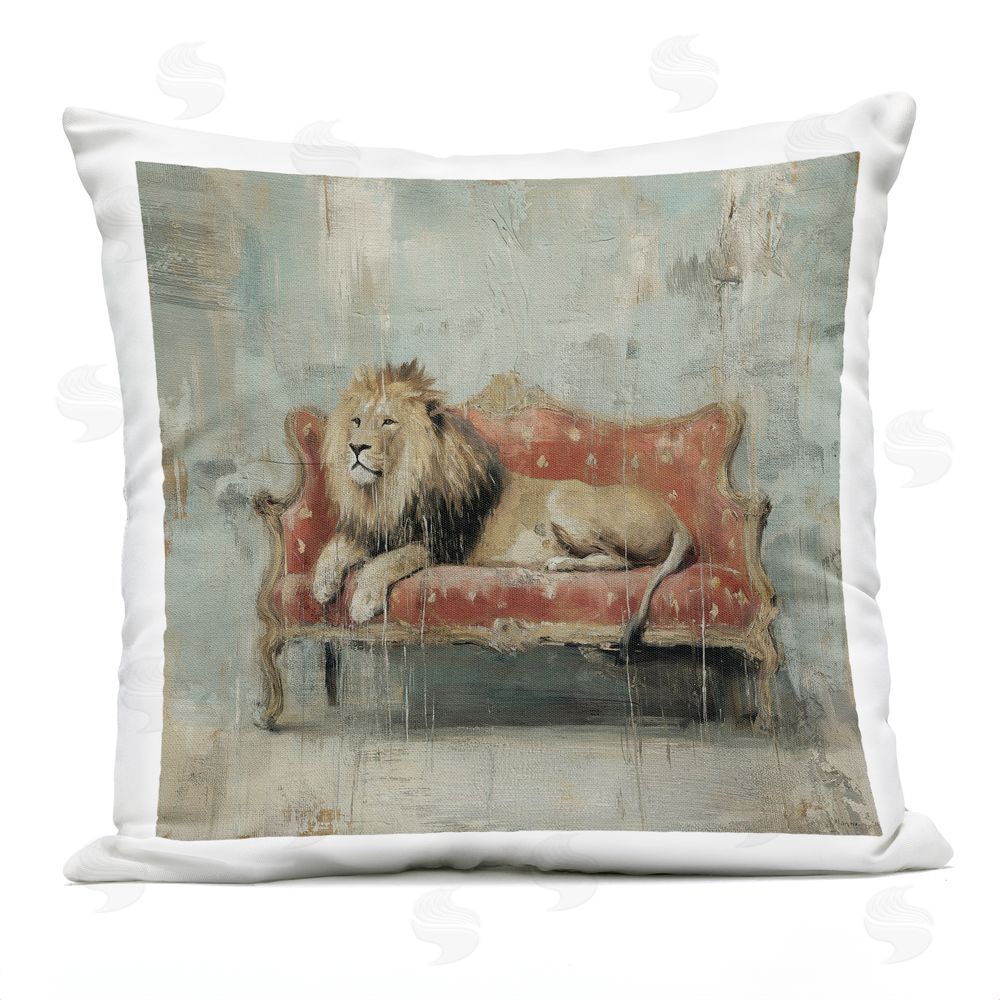 Svetlana Aleynikova Lion's Seat on Vintage Sofa Outdoor Quick-Dry Polyester Square Throw Pillow
