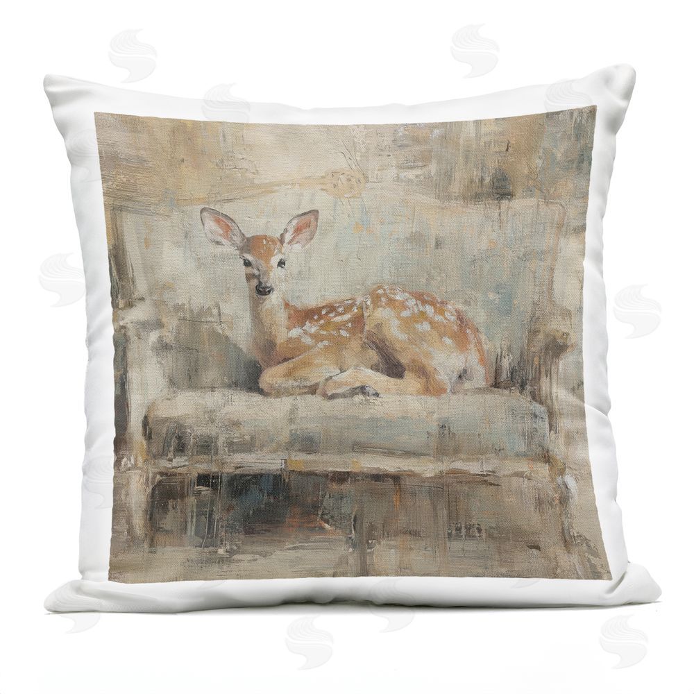 Svetlana Aleynikova Fawn Retreat on Cozy Couch Outdoor Quick-Dry Polyester Square Throw Pillow