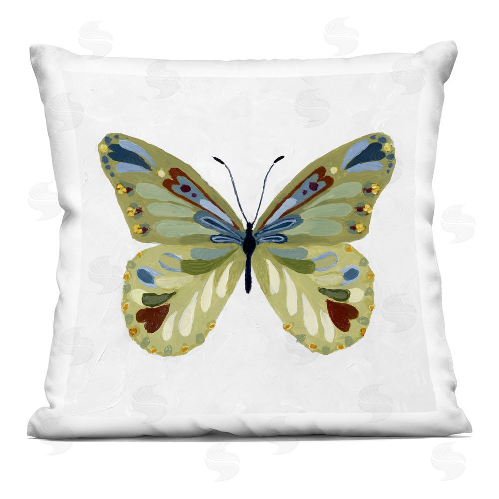 Lanie Loreth Inspired By An Olive Butterfly Indoor Plush Polyester Square Throw Pillow