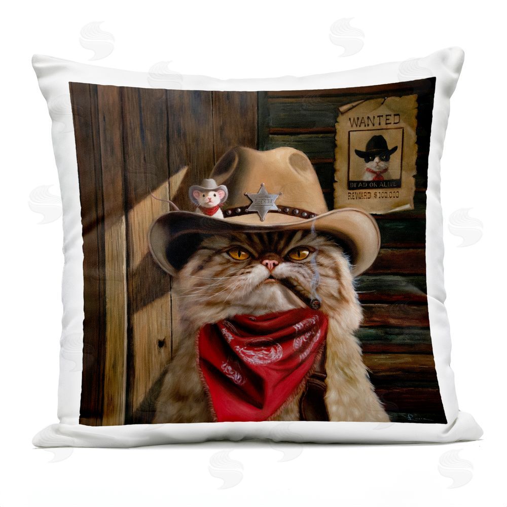 Lucia Heffernan Deputy Purrkins Cat Sheriff Outdoor Square Printed Throw Pillow