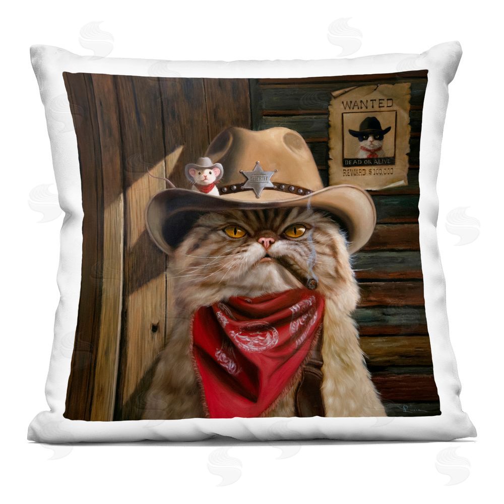 Lucia Heffernan Deputy Purrkins Cat Sheriff Square Printed Throw Pillow