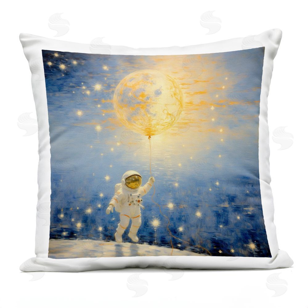 Angie Hawke Astronaut with Dreamy Cosmic Balloon Outdoor Square Printed Throw Pillow