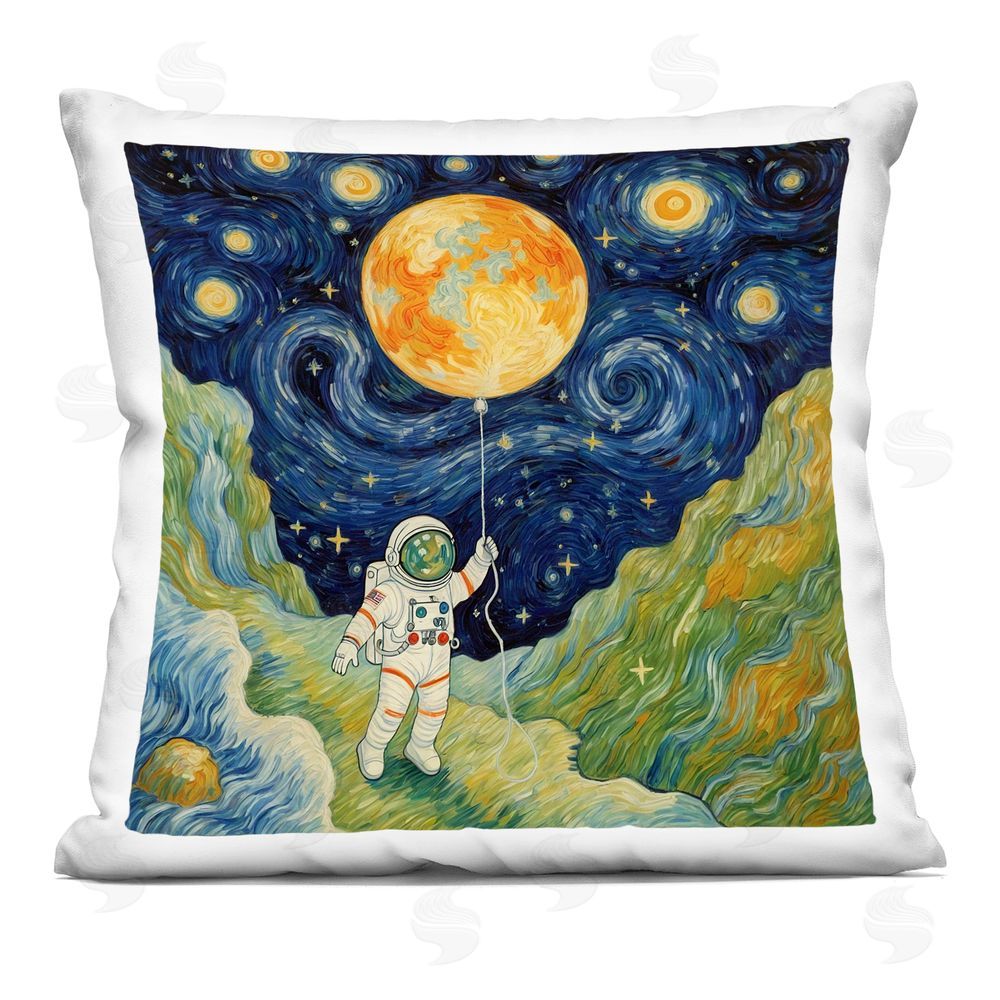Angie Hawke Impressionist Astronaut in Space Square Printed Throw Pillow