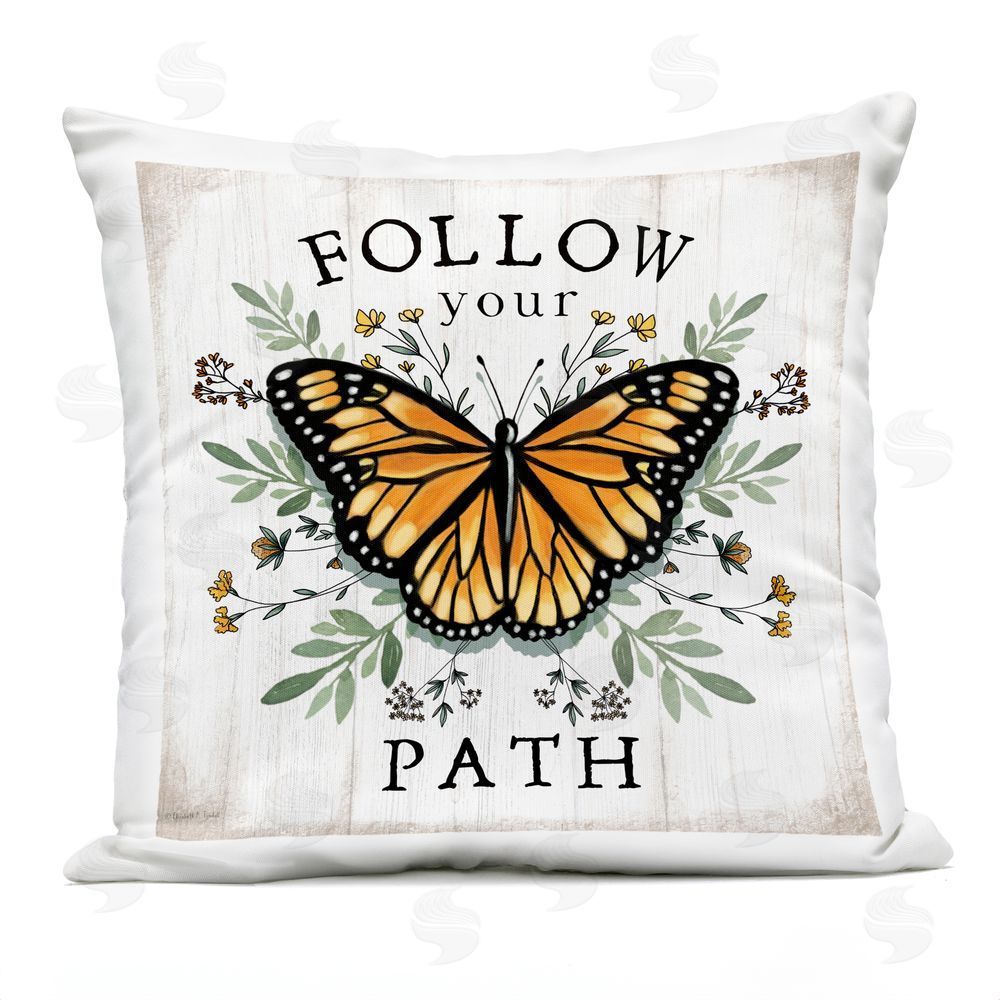 Elizabeth Tyndall Monarch Butterfly Follow Your Path Outdoor Quick-Dry Polyester Square Throw Pillow