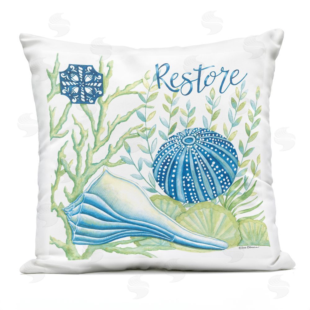 Deb Strain Restore Sea Urchin & Shell Outdoor Quick-Dry Polyester Square Throw Pillow