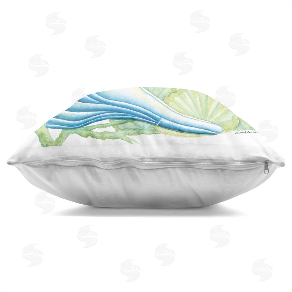 Deb Strain Restore Sea Urchin & Shell Indoor Plush Polyester Square Throw Pillow Zipper Detail