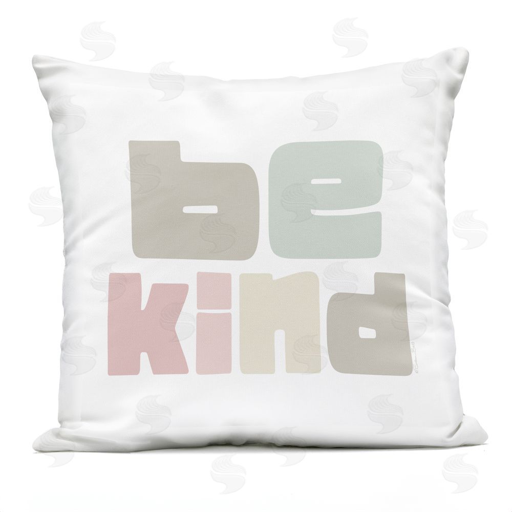 Susan Ball Be Kind Minimalist Pastel Outdoor Quick-Dry Polyester Square Throw Pillow