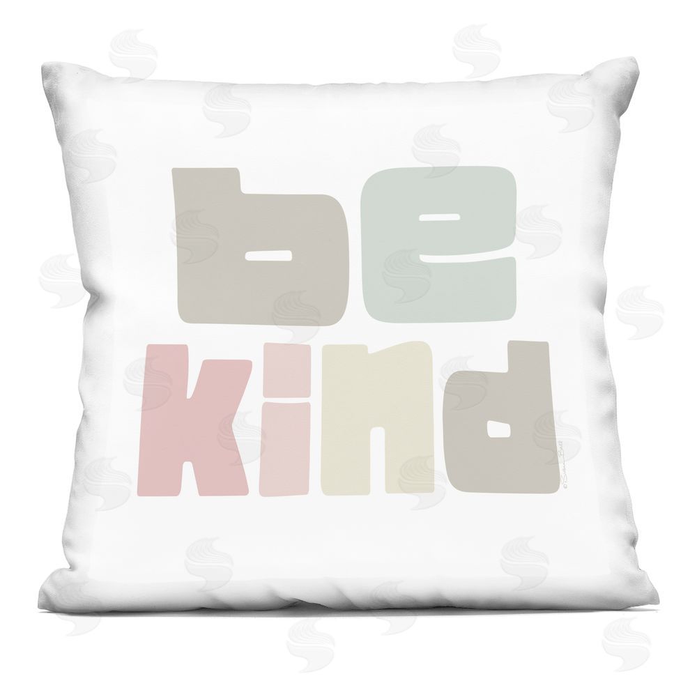 Susan Ball Be Kind Minimalist Pastel Indoor Plush Polyester Square Throw Pillow