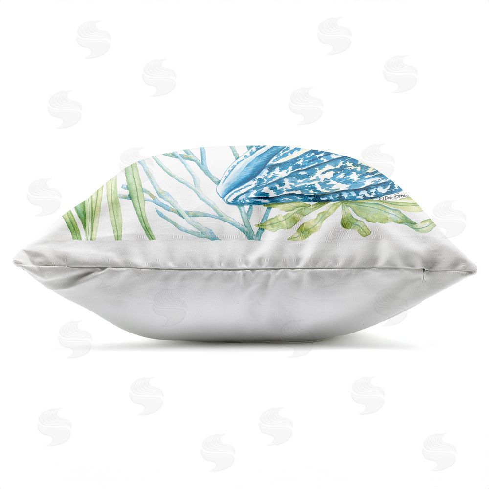 Deb Strain Unwind Sand Dollar & Shell Outdoor Quick-Dry Polyester Square Throw Pillow Zipper Detail
