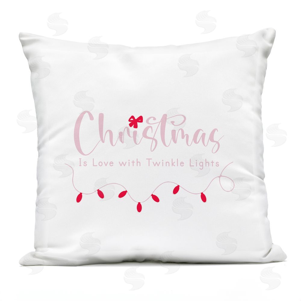Lauren Rader Love & Twinkle Lights Christmas Outdoor Square Printed Throw Pillow