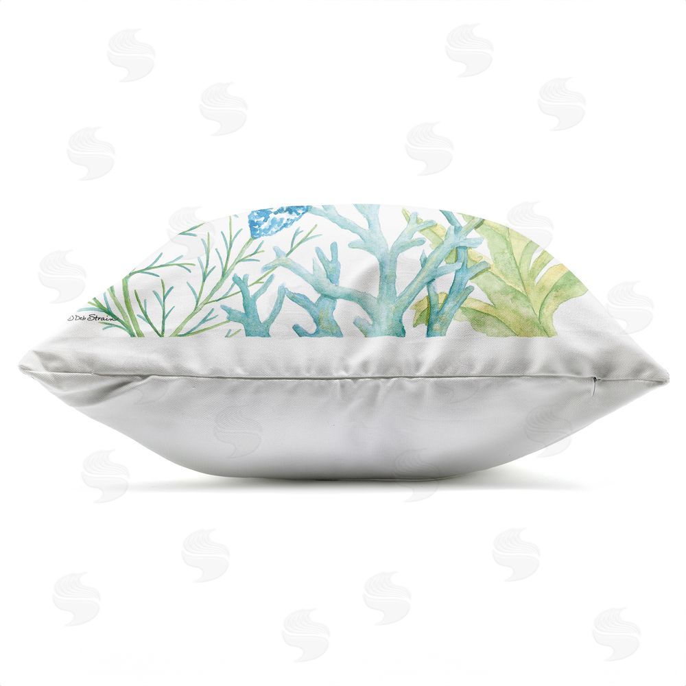 Deb Strain Calm Starfish & Seaweed Outdoor Quick-Dry Polyester Square Throw Pillow Zipper Detail