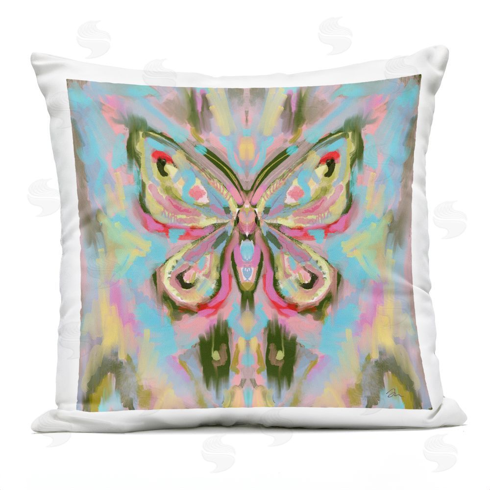 Jessica Mingo Psychedelic Butterfly Symphony Outdoor Quick-Dry Polyester Square Throw Pillow