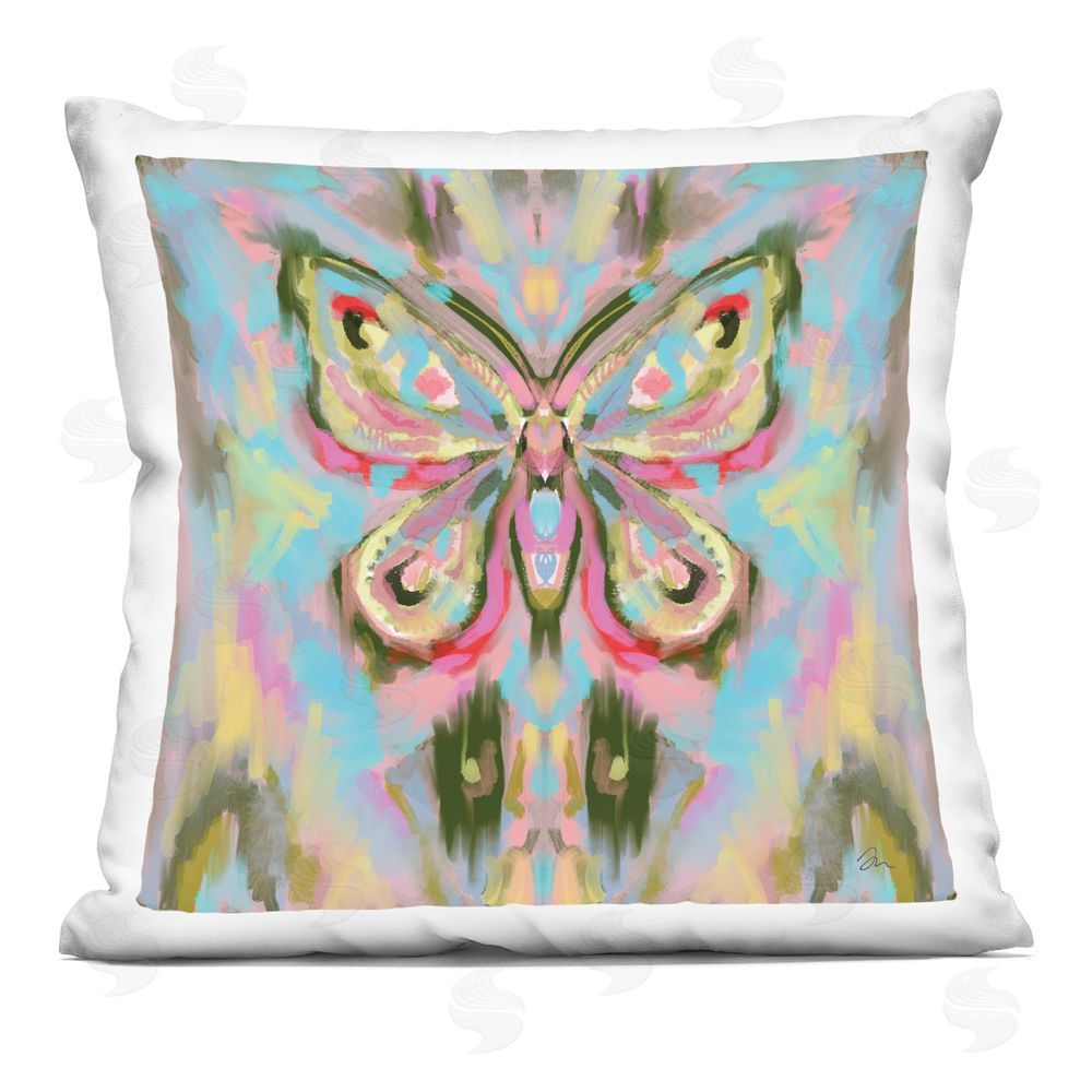 Jessica Mingo Psychedelic Butterfly Symphony Indoor Plush Polyester Square Throw Pillow