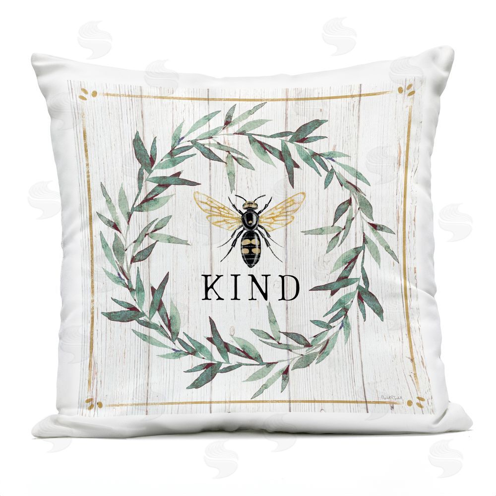 Elizabeth Tyndall Rustic Kind Bee Wreath Outdoor Quick-Dry Polyester Square Throw Pillow