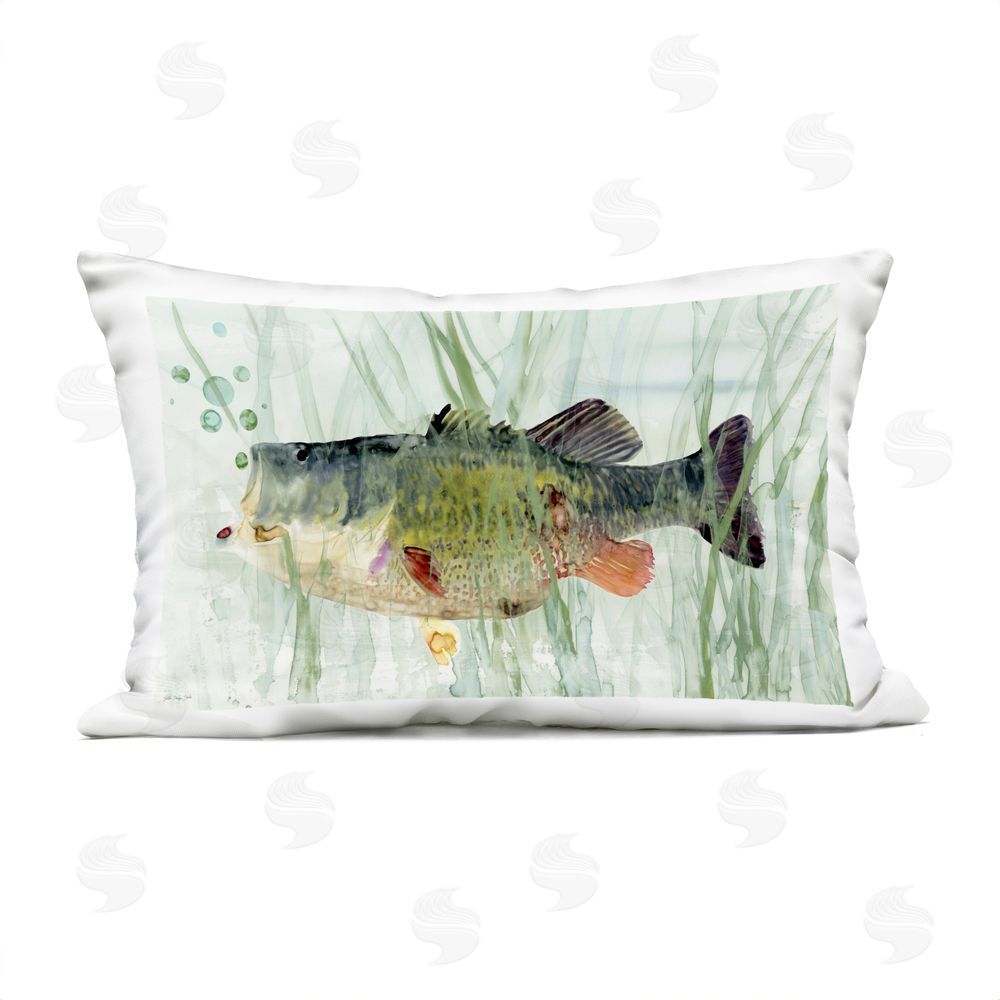 Stellar Design Studio Green Fish Among Reeds Outdoor Quick-Dry Polyester Lumbar Pillow