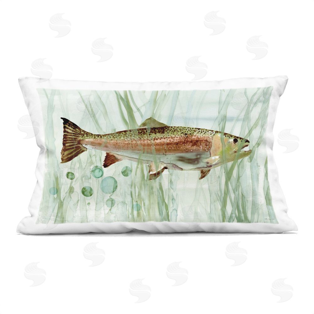 Stellar Design Studio Rainbow Trout Among Reeds Indoor Plush Polyester Lumbar Pillow