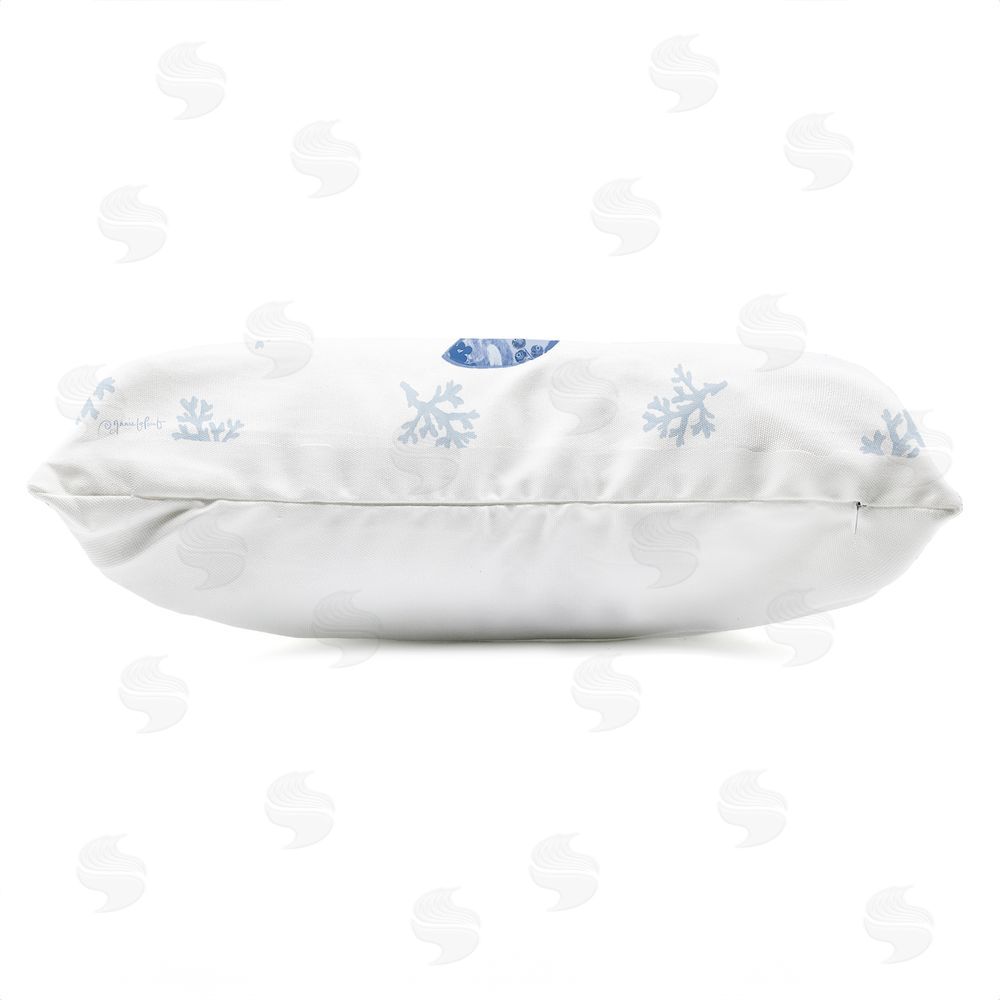 Annie LaPoint Blue Floral Whale Ocean Pattern Outdoor Quick-Dry Polyester Lumbar Pillow Zipper Detail
