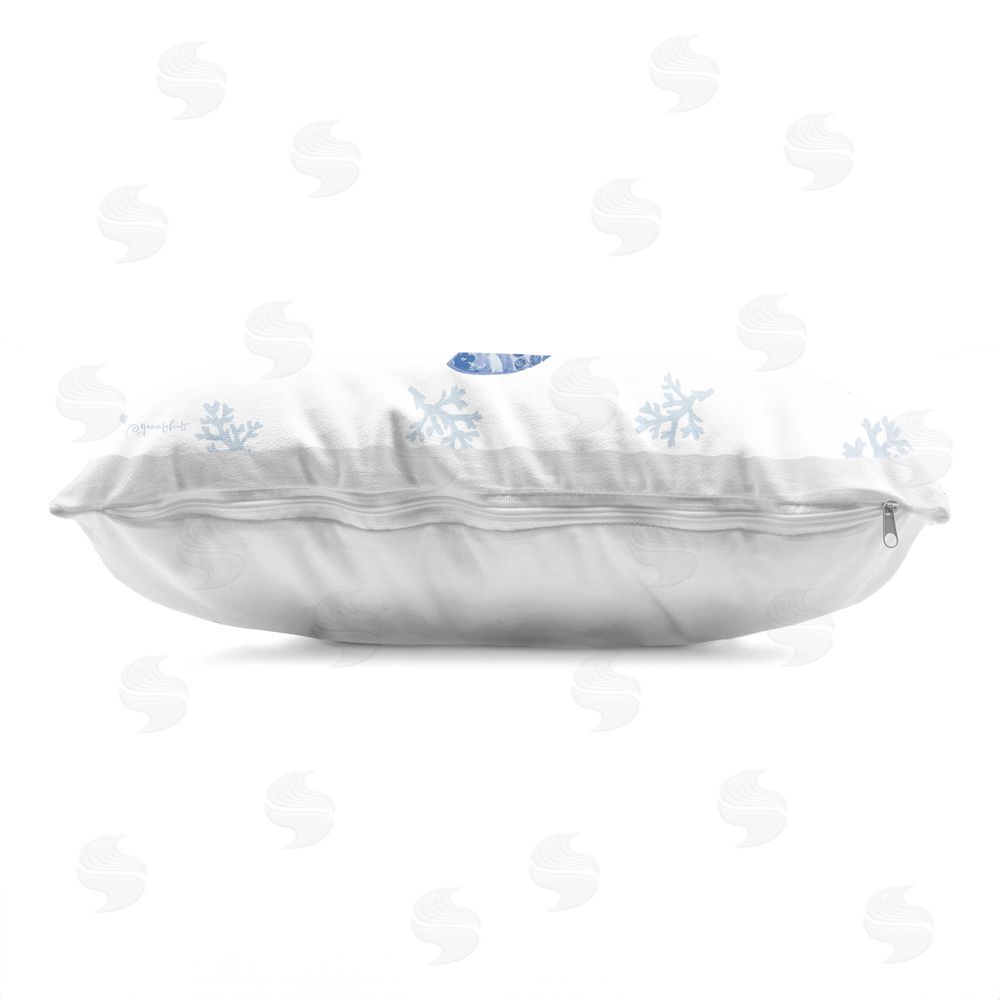 Annie LaPoint Blue Floral Whale Ocean Pattern Indoor Plush Polyester Lumbar Pillow Zipper Detail