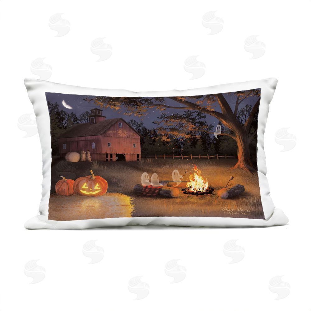 Billy Jacobs Spooky Ghosts & Autumn Campfire Outdoor Rectugular Printed Throw Pillow