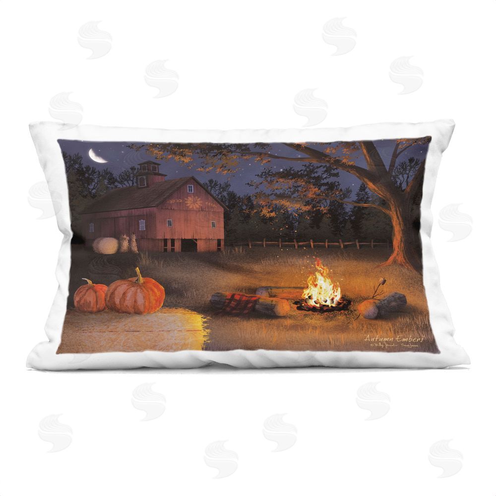 Billy Jacobs Calm Autumnal Night Fire Pit Rectugular Printed Throw Pillow