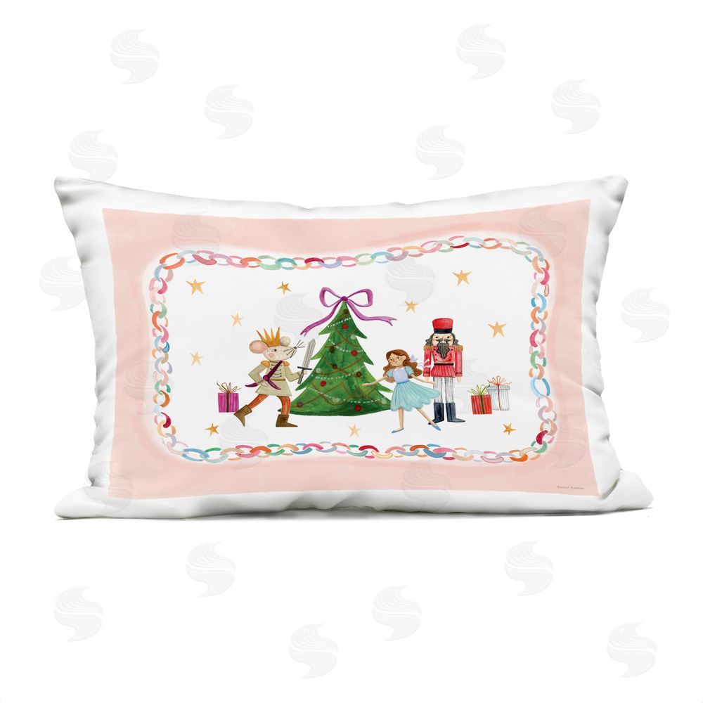 Rachel Nieman Festive Characters & Christmas Tree Outdoor Rectugular Printed Throw Pillow