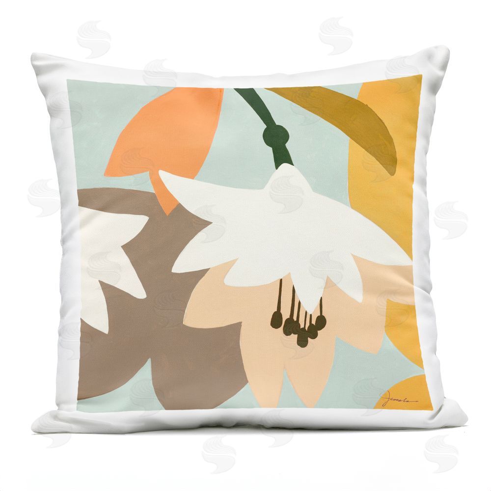 Liz Jardine Contemporary Pastel Fresh Botanical Outdoor Quick-Dry Polyester Square Throw Pillow