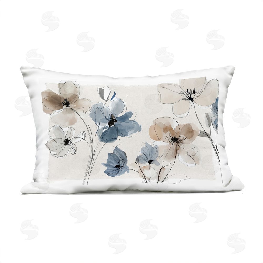 Annabelle Hall Pleasures Reclaimed Muted Blossoms Outdoor Quick-Dry Polyester Lumbar Pillow
