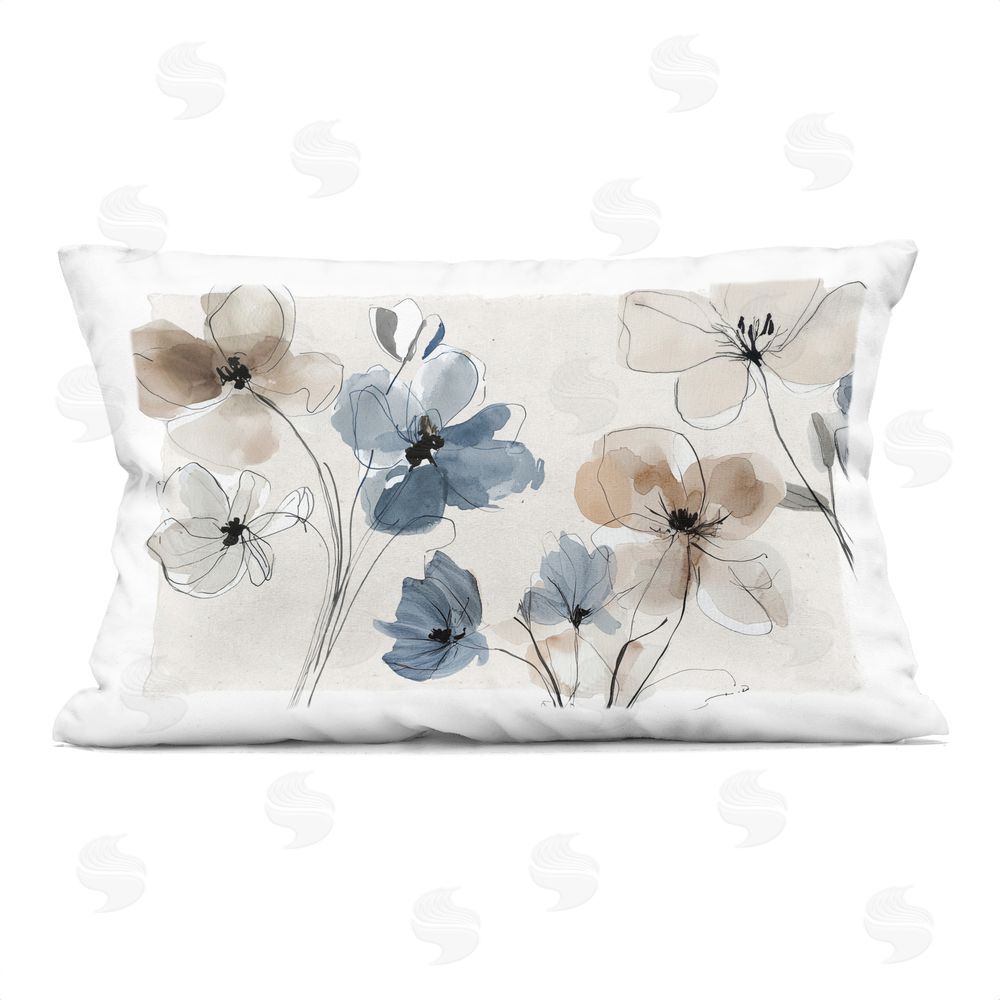 Annabelle Hall Pleasures Reclaimed Muted Blossoms Indoor Plush Polyester Lumbar Pillow