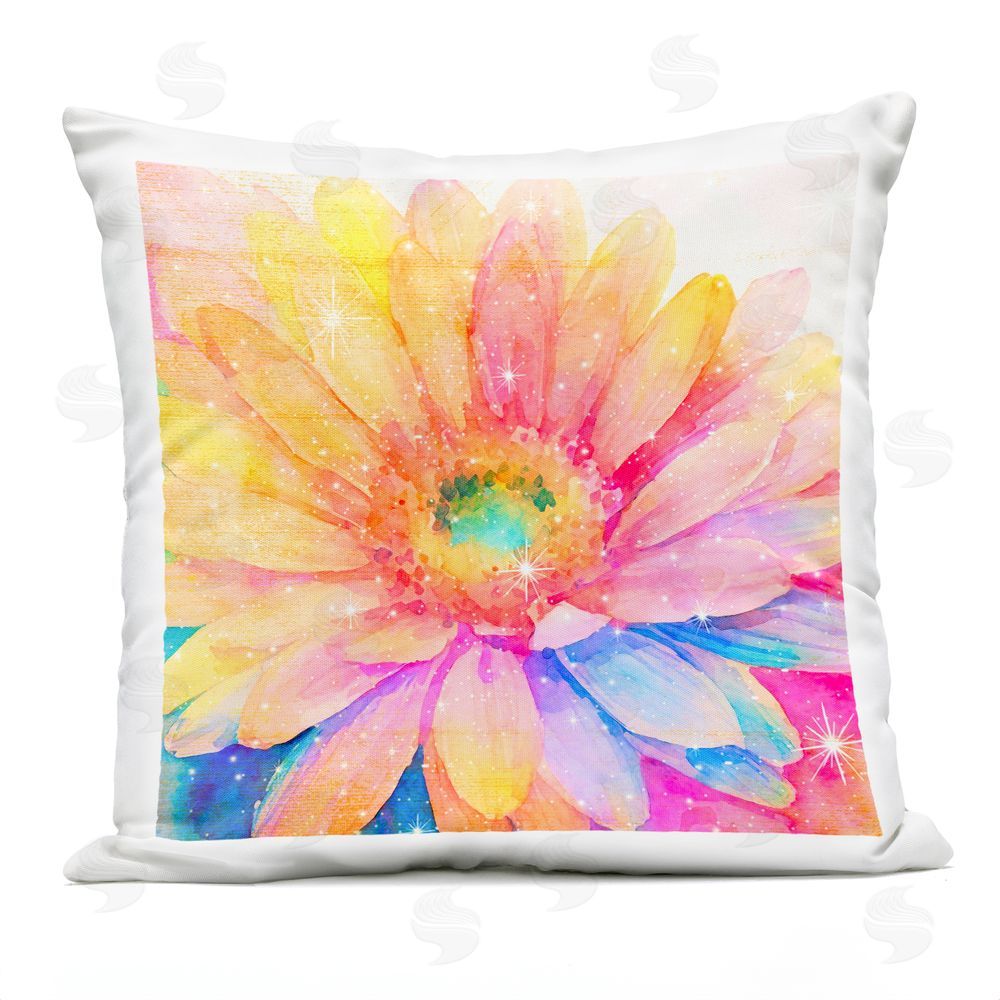 Vibelicious Bloomtopia Shimmer Blossom Outdoor Square Printed Throw Pillow