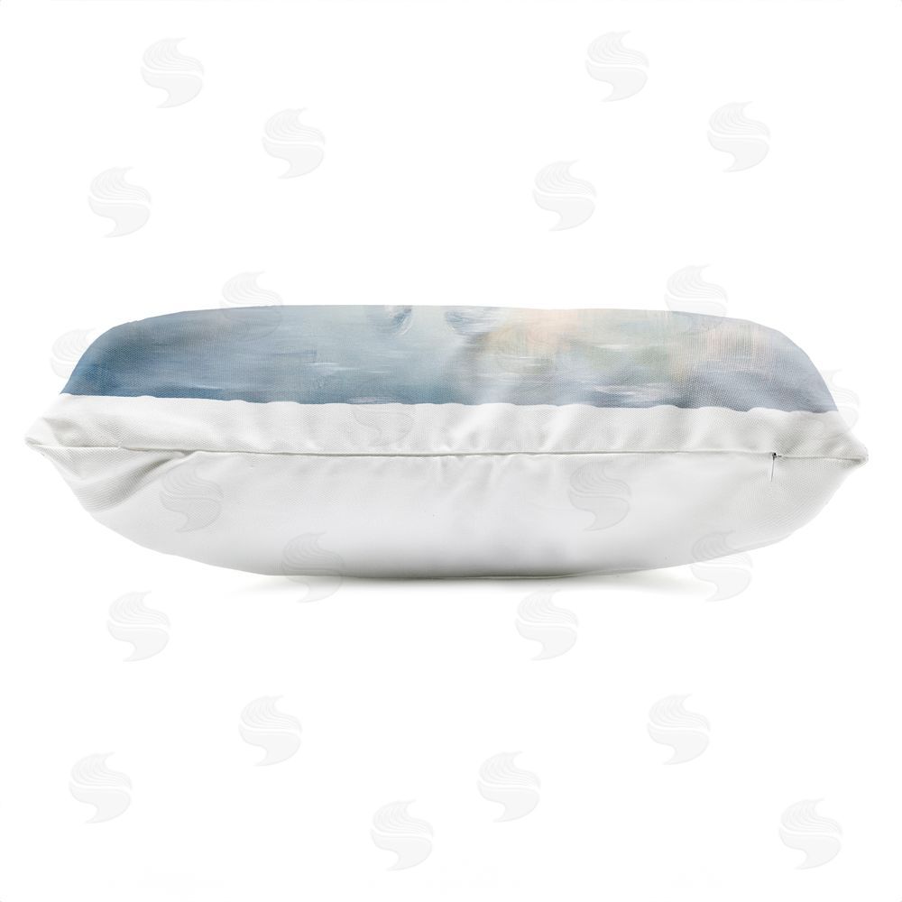 Petal Prints Design Simple Swan Reflections Outdoor Printed Lumbar Throw Pillow Side View with Zipper Detail