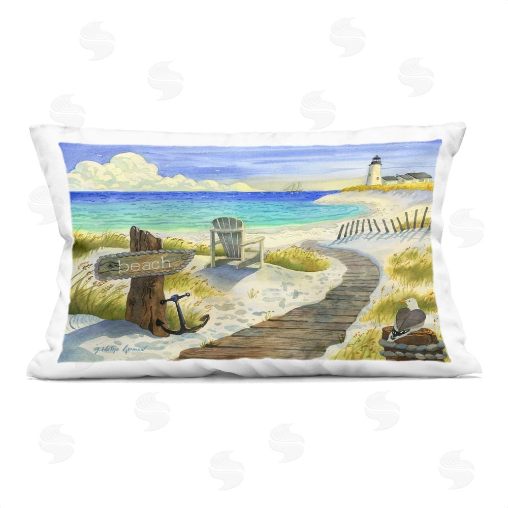 Robin Altman Boardwalk To The Lighthouse Printed Lumbar Throw Pillow