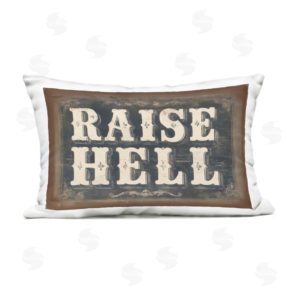 Arlington Prints Raise Hell Vintage Western Outdoor Printed Lumbar Throw Pillow