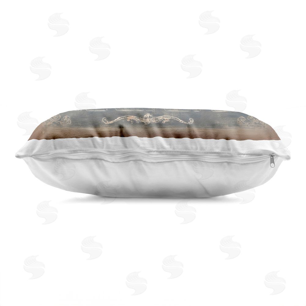 Arlington Prints Raise Hell Vintage Western Printed Lumbar Throw Pillow Side View with Zipper Detail