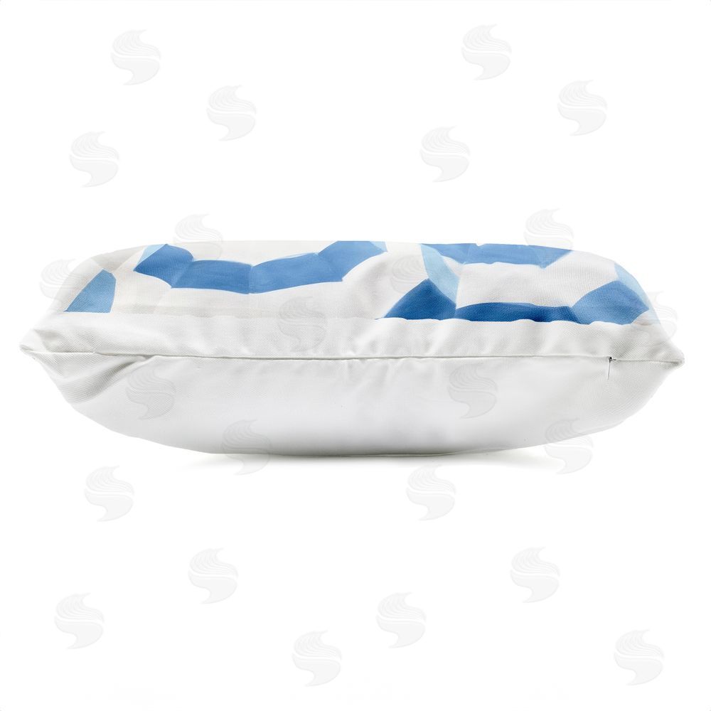 Sisi and Seb Beach Nice Blue Striped Umbrellas Outdoor Printed Lumbar Throw Pillow Side View with Zipper Detail