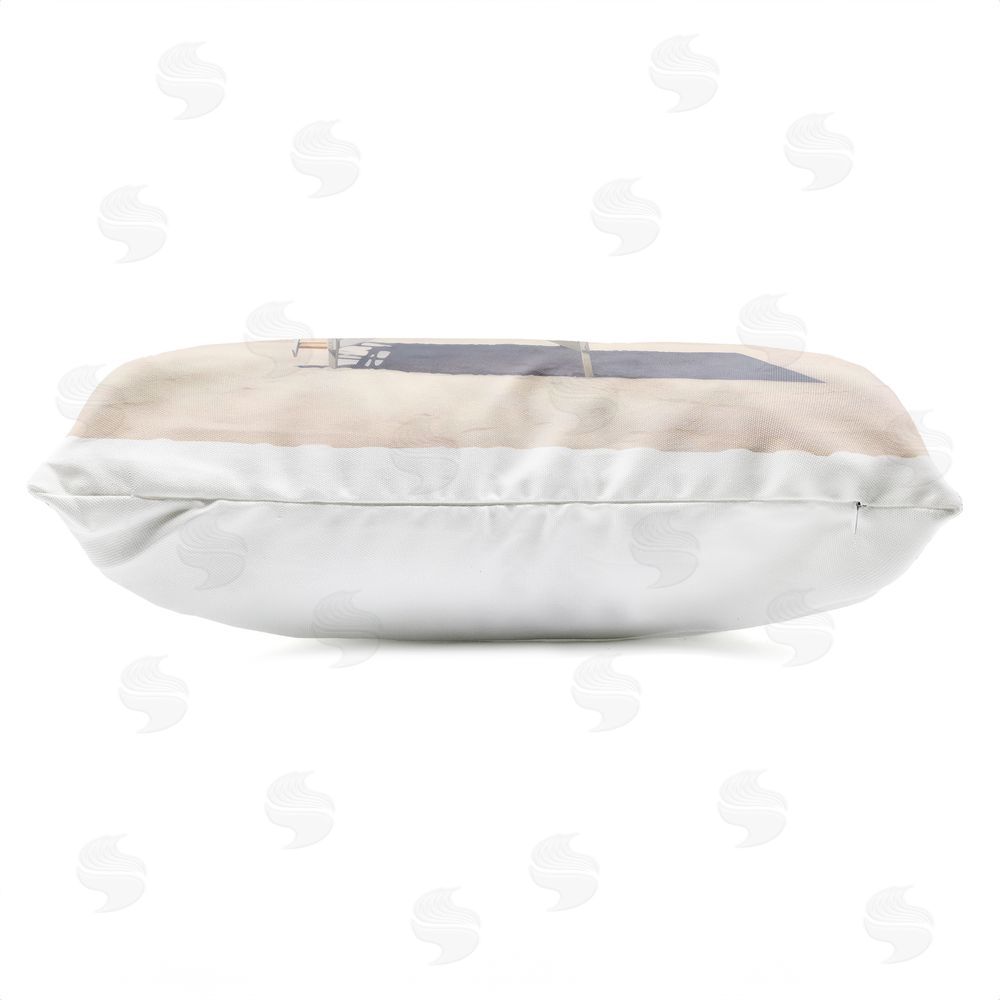 Creative Studio Miami Beach Lifeguard Station Outdoor Printed Lumbar Throw Pillow Side View with Zipper Detail