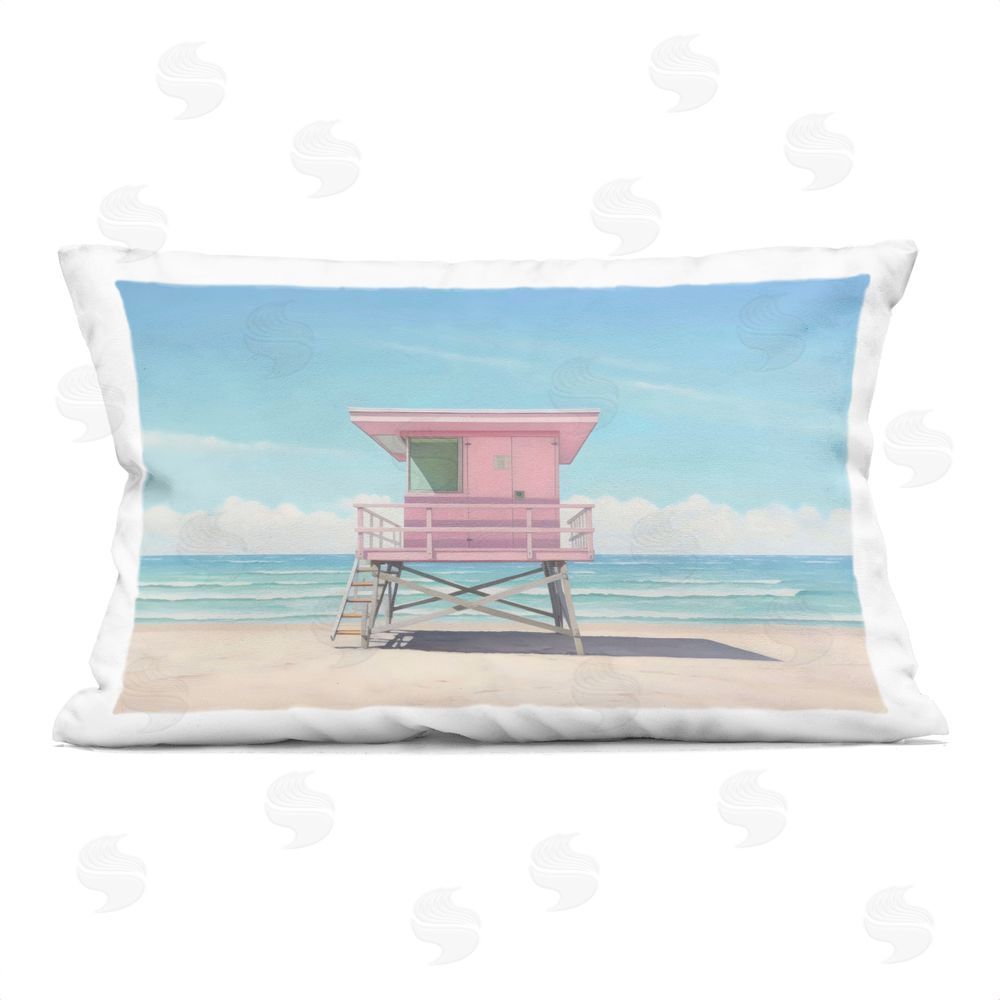 Creative Studio Miami Beach Lifeguard Station Printed Lumbar Throw Pillow