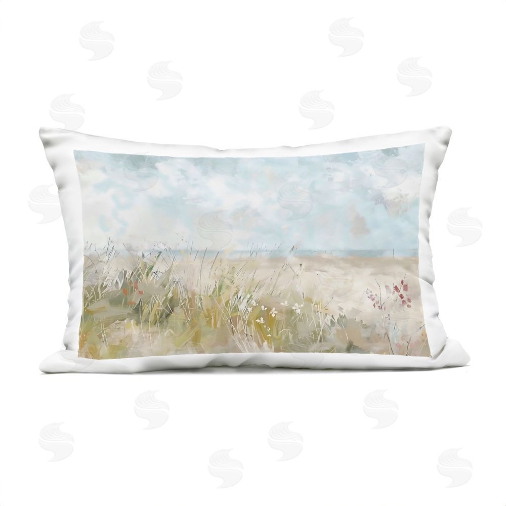 Creative Studio Flowers By The Ocean Outdoor Printed Lumbar Throw Pillow