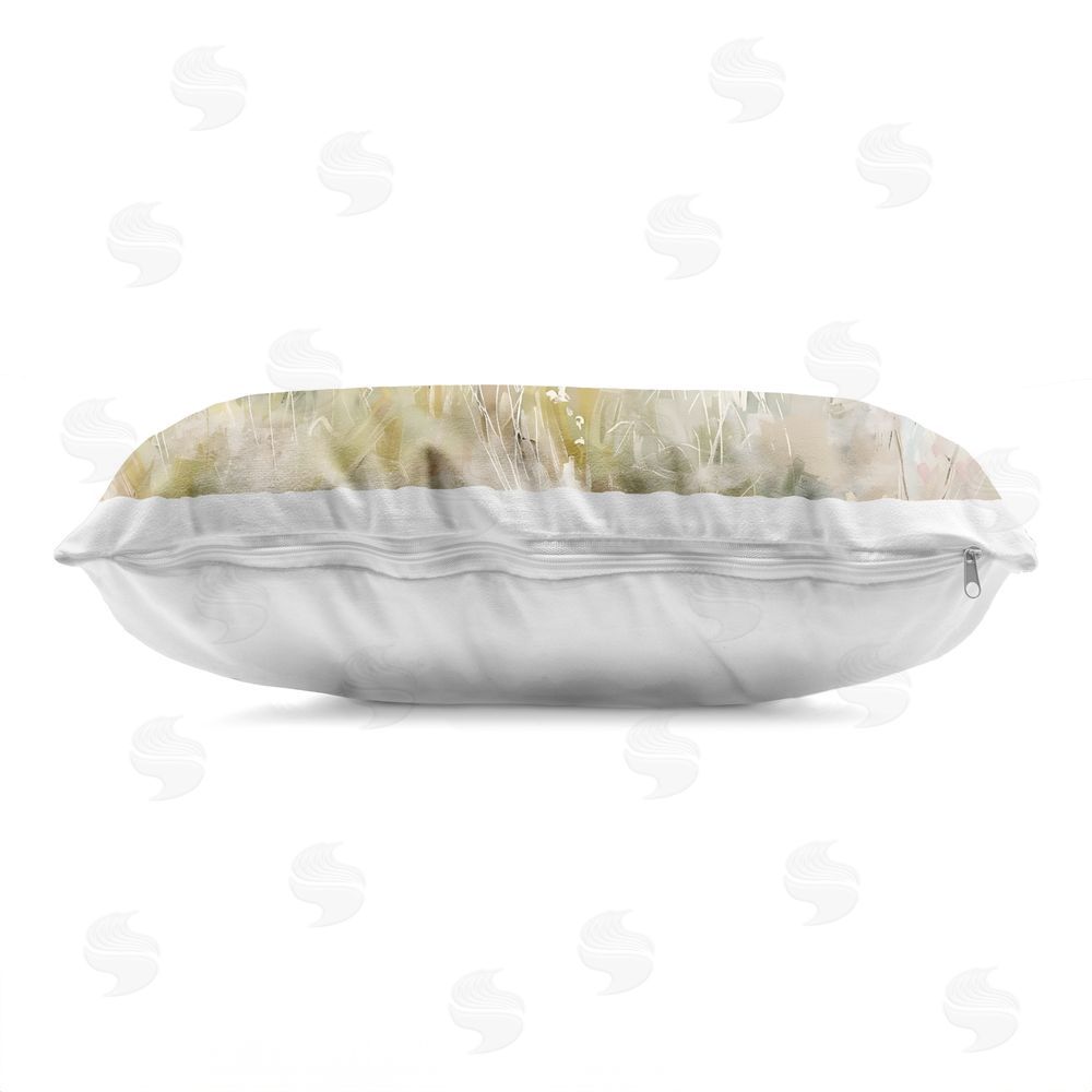 Creative Studio Flowers By The Ocean Printed Lumbar Throw Pillow Side View with Zipper Detail