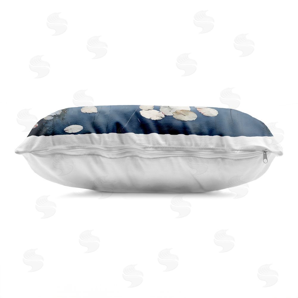 Franklyn Gregory Still Pond with Morning Reflections Printed Lumbar Throw Pillow Side View with Zipper Detail