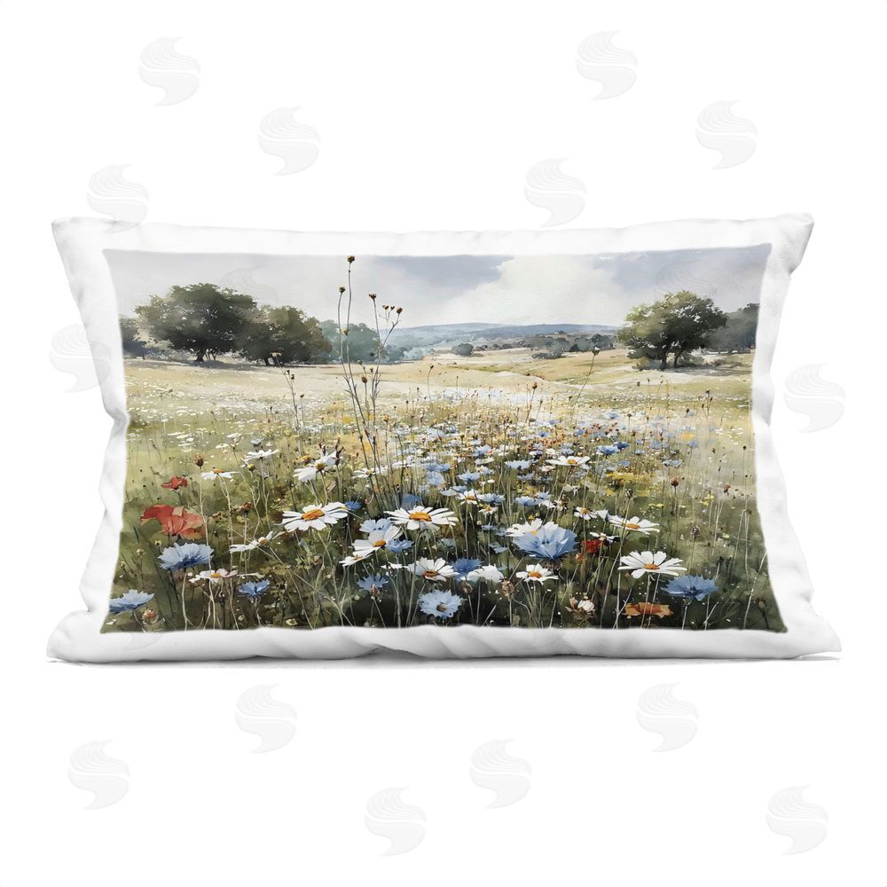 Franklyn Gregory Calm Meadow of Wildflowers Printed Lumbar Throw Pillow
