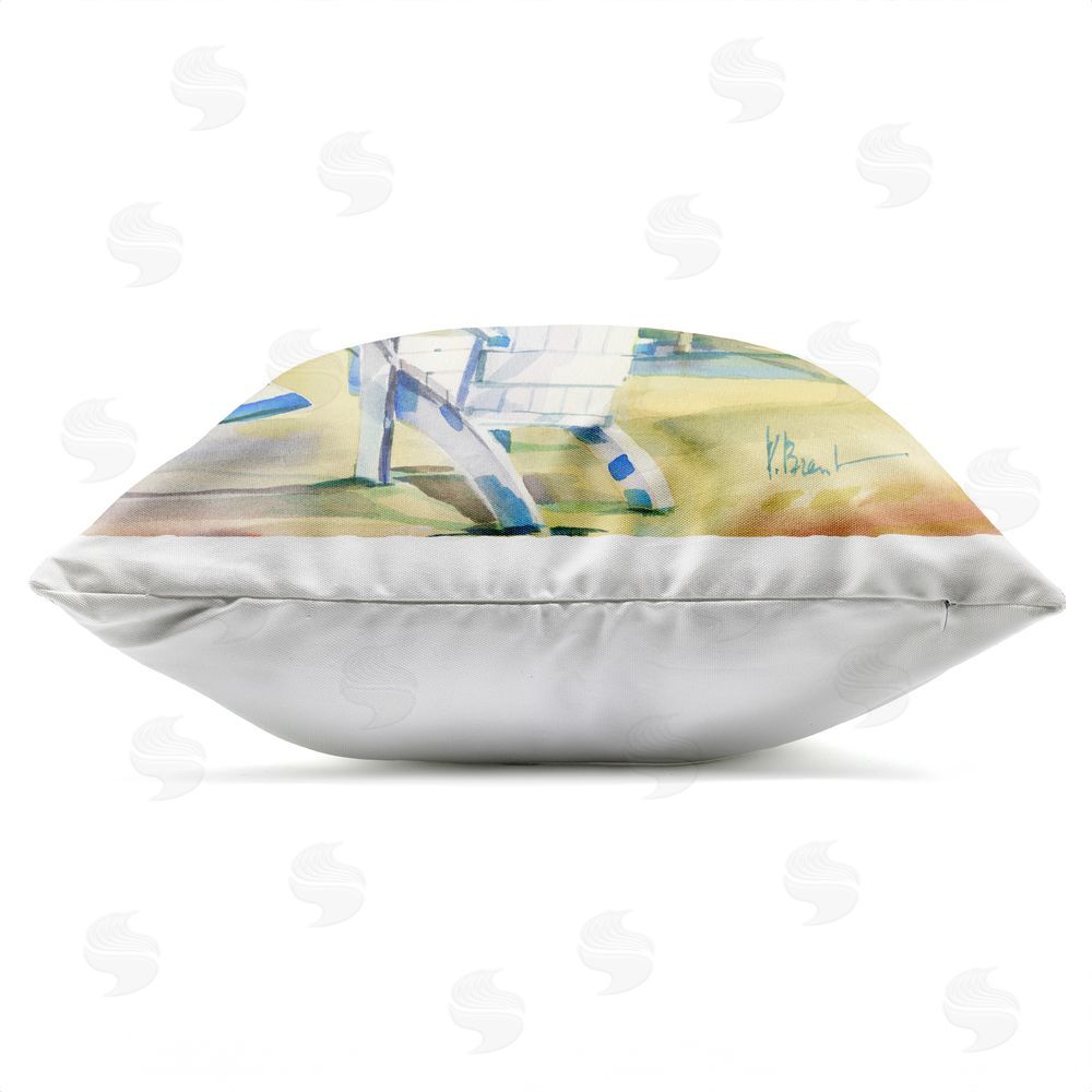 Paul Brent Ventura Beach Umbrellas Outdoor Square Printed Throw Pillow Side View with Zipper Detail